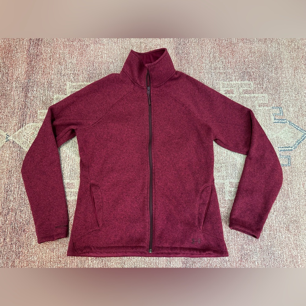 Under Armour better sweater fleece lg women’s full zip jacket magenta like new